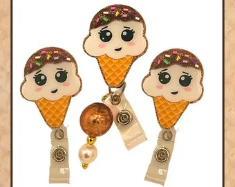 Ice Cream Cone Badge Reel Summer