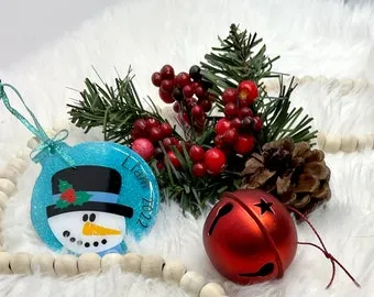 Cute Personalized Snowman Christmas Ornament