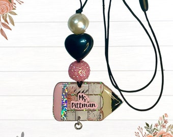 Beaded Teacher Lanyard with Name