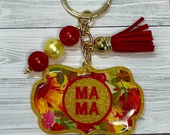 Mama Sunflower Key Chain