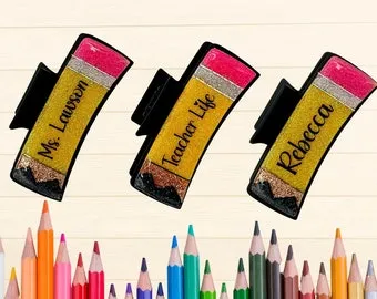 Personalize Teacher Hair Clip Back to School