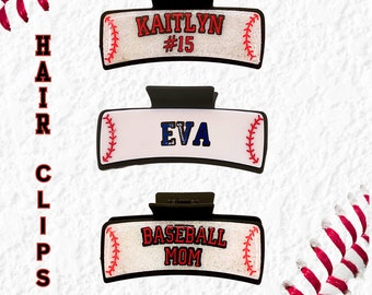 Personalized Cute Baseball Hair Claw for Girls