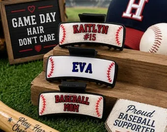 Personalized Cute Baseball Hair Claw for Girls