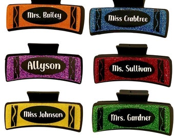 Personalized Crayon Teacher Claw Clip