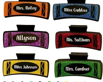 Personalized Crayon Teacher Claw Clip