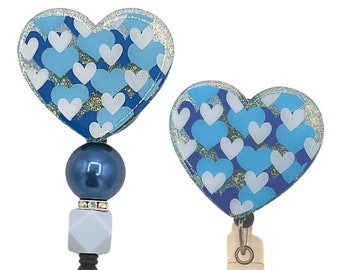 Blue Heart Badge Reel for Nurse
