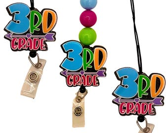 Third Grade Teacher Lanyard with ID Holder
