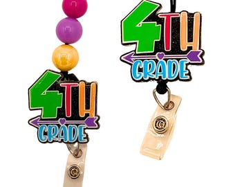 Fourth Grade Teacher Lanyard with ID Holder