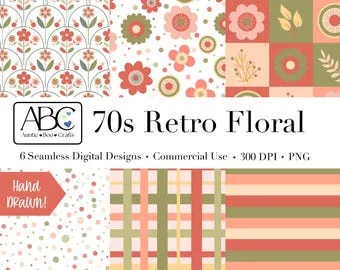 70s Retro Floral Digital Print
