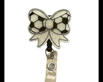 Soccer Bow Badge Reel for Nurse