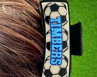 Personalized Soccer Hair Claw for Girl