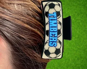Personalized Soccer Hair Claw for Girl
