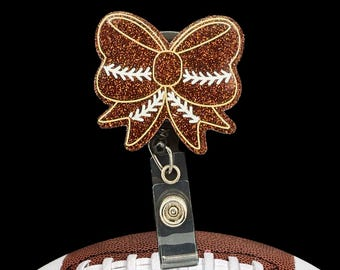 Football Bow Badge Reel for Nurse