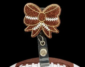 Football Bow Badge Reel for Nurse