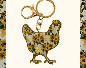 Sunflower Chicken Keychain