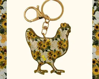 Sunflower Chicken Keychain