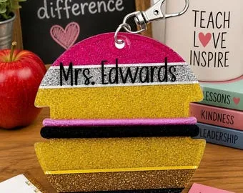 Personalized Teacher Hair Tie Holder Keychain
